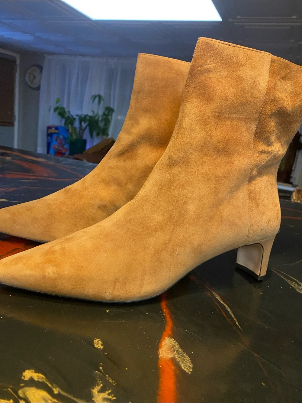 J. Crew Tan Suede Pointed-Toe Ankle Booties Stevie ankle boots in suede